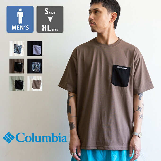 乐天商城 - 【 Columbia コロンビア 】 YONGE STREET SHORT SLEEVE CREW ヤング ストリート ショート スリーブ クルー Tシャツ PG1804 / コロンビア Tシャツ 半袖 ポケT ポケット付き ロゴ 吸湿速乾 オムニウィック 機能素材 UPF50 オムニシェイド 2026SUMMER