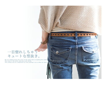 【バレンタインデー】【 Wrangler × JESSIE ラングラー×ジェシー 】別注 オリジナル 型抜き レザー ベルト WJ-1002 / ハートマーク 細ベルト 牛革 本革 メイドインジャパン 日本製 長さ調節可能 レディース /