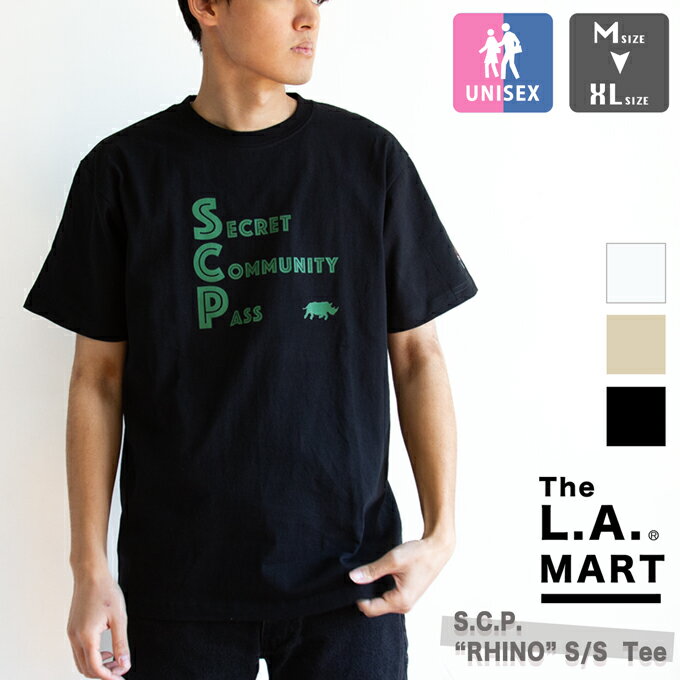 乐天商城 - 【 The L.A.MART ザ エルエーマート 】 S.C.P. 「RHINO」 S/S Tee エスシーピー ライノ ショートスリーブ Tシャツ 125127 / ユニセックス 半袖 プリントTシャツ サイ 動物プリント ロゴT 2025SUMMER