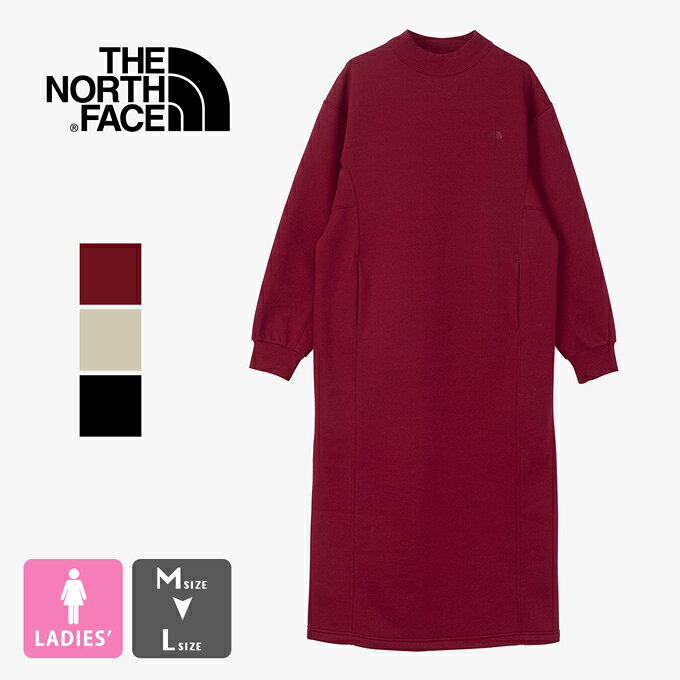 【 THE NORTH FACE ザ・ノース・フェイス 】 レディース Better Terry Onepiece ベター テリー ワンピース NTW82436 / スウェット モックネック ハイネック 長袖 スウェットワンピ ひざ下丈 ロング丈 裏起毛 無地 ワンポイント ウィメンズ 2024AW/