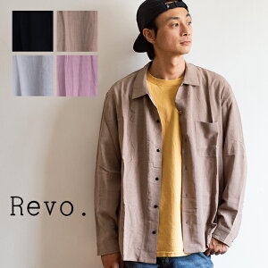 【SALE!!】【 Revo. レヴォ 】 ルーズシルエット オープンカラー LS 長袖シャツ TH-2914 / メンズ トップス ユニセックス 開襟シャツ オーバーサイズ ボックス型 ストリート 19AW カジュアル モード 秋冬 シンプル