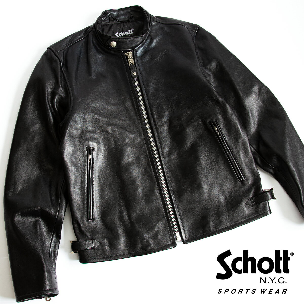 【 Schott ショット 】 70’S SINGLE RIDERS JACKET シングル ライダース 7823950078 782-3950078 3111052 / schott 革ジャン ショット レザージャケット シングル カフェレーサー メンズ レデ…