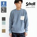 【SALE 】 Schott ショット レザー ポケット サーマル LEATHER POCKET THERMAL PIGMENT O/D T-SHIRT 782-3232007 7823232007 / schott サーマル スウェット トレーナー 長袖 Tシャツ メンズ レディース 2023AW