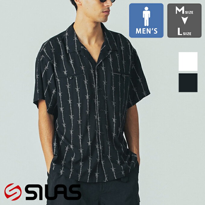 【 SILAS サイラス 】 BARBED WIRE S/S OPEN COLLAR SHIRT 有刺鉄線柄 半袖 オープンカラーシャツ 1102..