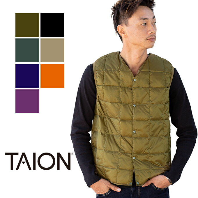 【 TAION タイオン 】 V ネックボタン インナーダウンベスト メンズ V NECK INNER DOWN VEST TAION-001 / トップス アウター インナー taion ベスト taion ダウン メンズ レディース ユニセックス 防寒 防風 撥水 アウトドア