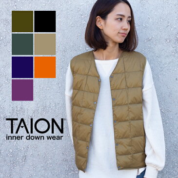 【 TAION タイオン 】 V ネックボタン インナーダウンベスト レディース V NECK BUTTON DOWN VEST TAION-W001 / アウター トップス taion ベスト taion インナー ジャケット 防寒 撥水 防風 メンズ レディース ユニセックス