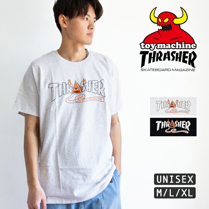 THRASHER × TOY MACHINE スラッシャー × トイマシーン THR X TOY MACHINE PYRAMID SS TEE ピラミッド 半袖 Tシャツ 311624 / スラッシャー Tシャツ トイマシン Tシャツ コラボ プリント Tee スケーター アメカジ 2025SPRING