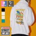 【 VISION STREET WEAR ヴィジョンストリートウェア 】 裏起毛 バーガー イラスト パーカー 3905040 / VISION STREET パーカー スウェット イラスト グラフィック プルオーバー ユニセックス ストリート カジュアル スケート スケボーワイドシルエット 2023AW