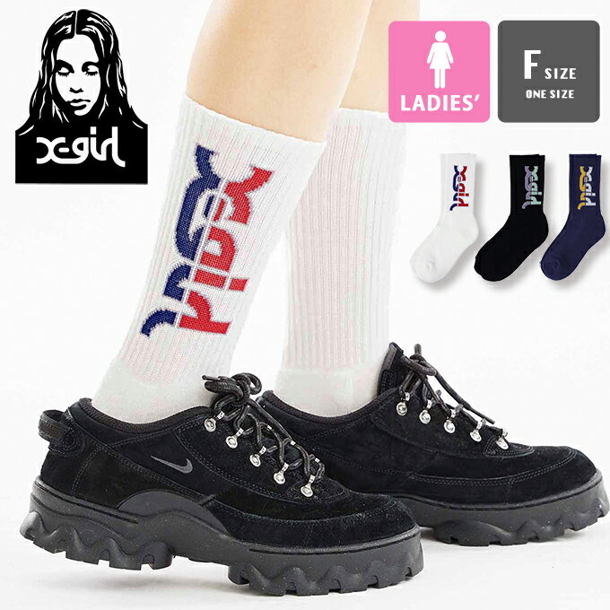 楽天ジーンズステーション【 X-girl エックスガール 】 ATHLETIC LOGO RIB SOCKS X-girl アスレチック ロゴ リブ ソックス 靴下 105231054003 / X-girl エックスガール ソックス 靴下 ミドル丈 リブソックス ロゴ レディース エックスガール 23SPRING