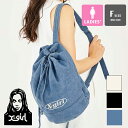 【 X-girl エックスガール 】 MINI KNAPSACK X-girl ミニ ナップサック 巾着バッグ 105232053001 / X-girl ナップサック 巾着 キャンバス デニム ミニバッグ 鞄 バッグ カバン ロゴ 23SUMMER