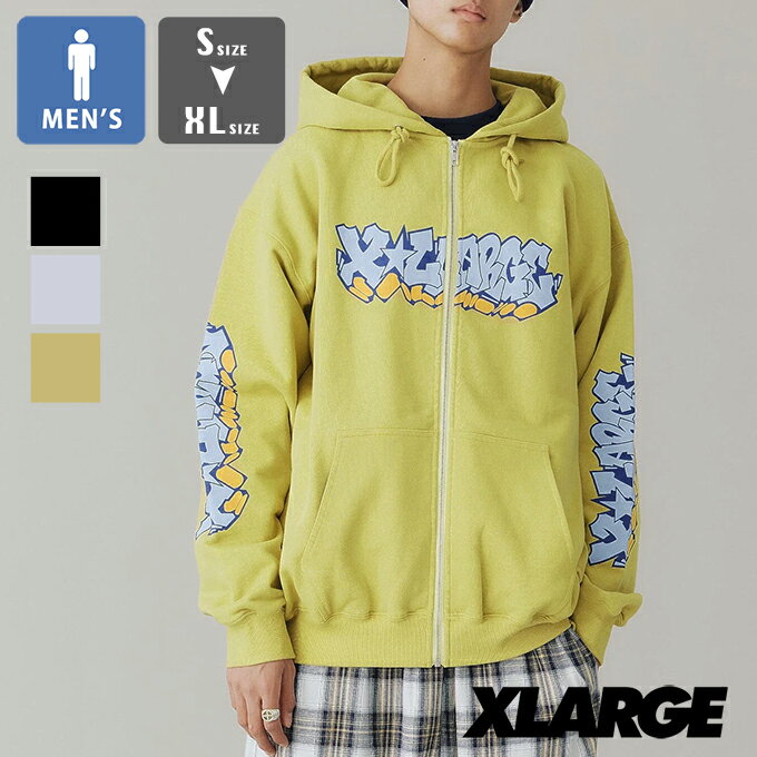 エクストララージ パーカー メンズ 【 XLARGE エクストララージ 】 GRAFFITI ZIP UP HOODED SWEATSHIRT XLARGE グラフィティ ジップアップ フーデッド スウェット 101241012015 / xlarge エクストララージ ジップアップパーカー フーディ ジップパーカー トレーナー メンズ グラフィック プリント 2024SPRING