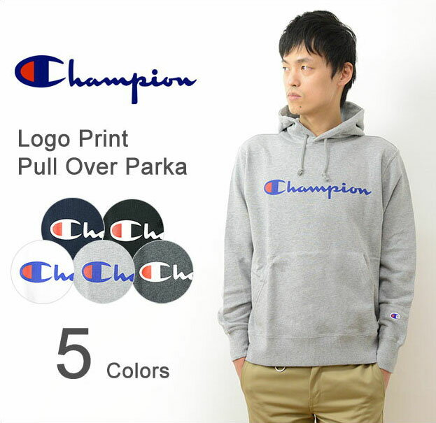 Champion（チャンピオン） ロゴ プリント プルオーバー パーカー メンズ レディース Cロゴ トレーナー スウェット スエット 裏毛 パイル タオル フード フーディ アメカジ スポーツ 大きいサイズ ビッグサイズ対応 XL XXL 3L 白 グレー 黒 ネイビー ブラック 【C3-J117】