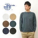 Good On（グッドオン） ロング スリーブ ポケット クルー Tシャツ メンズ レディース ロンT 長袖 5.5oz ジャージー 素材 無地 ピグメント 染め 古着 風合い 経年変化 顔料染め アメカジ アメリカ ストリート ヴィンテージ ビンテージ 黒 ブラック 白 ホワイト 