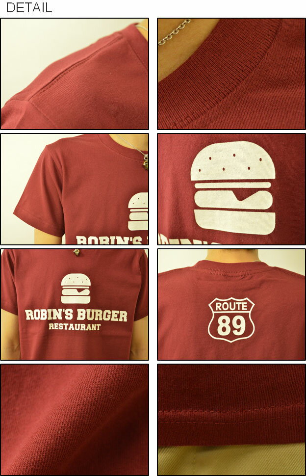 『ROBIN'S BURGER』 JEANSBUG ORIGINAL PRINT T-SHIRT オリジナル ハンバーガー プリント 半袖 Tシャツ アメカジ ルート89 アメリカ 看板 メンズ レディース 大きいサイズ キッズサイズ対応 親子ペア おそろい 親子 ペアルック 【ST-BURGER】