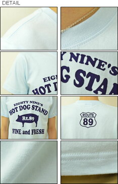 『89's HOT DOG』 JEANSBUG ORIGINAL PRINT T-SHIRT オリジナル ホットドッグ 豚 モチーフ プリント 半袖 Tシャツ ルート89 アメリカ 看板 ブタ メンズ レディース 大きいサイズ キッズサイズ対応 親子ペア おそろい 親子 ペアルック 【ST-HOTDOG】