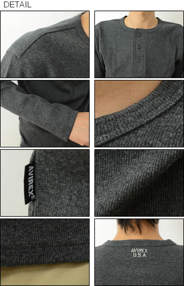 AVIREX（アヴィレックス） DAILY LONG SLEEVES HENLEY-NECK T-SHIRT デイリー 