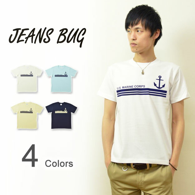 『MARINE BORDER』 JEANSBUG ORIGINAL PRINT T-SHIRT オリジナルマリンミリタリープリント 半袖Tシャツ ボーダー イ…