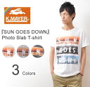 KRIFF MAYER（クリフメイヤー） 『SUN GOES DOWN』 半袖 Tシャツ メンズ フォトT ロゴTシャツ ボックスロゴ カットソー サーフT マリン アメカジ クルーネック オフ ホワイト 白 グレー チャコール 【1454993】