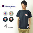 Champion（チャンピオン） ビッグロゴ クルーネック 半袖Tシャツ メンズ ロゴTシャツ Cロゴ 大きい アクションスタイル ヘビー 厚手 タタキ トリコ シンプル ベーシック アメカジ スポーツ 白 ホワイト ブラック ネイビー グレー 大きいサイズ 