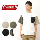 楽天JEANS BUG（ジーンズバグ）Coleman（コールマン） 異素材 ポケット クルーネック 半袖 Tシャツ ポケT メンズ レディース オーバーサイズ ビッグシルエット サイズ感 キャンプ アウトドア ブランド ロゴ アメカジ アメリカ 登山 山登り 厚手 丈夫 肉厚 夏 コーデ 白 黒 ブラック ベージュ 【CM5784】