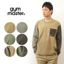 gym master（ジムマスター） ジャガード ポケット クルーネック ロンT 長袖 ポケット Tシャツ ポケT メンズ レディース 無地 シンプル 袖 リブ アウトドア キャンプ フェス ライブ 登山 山登り 釣り 自転車 ウォーキング 春夏 秋冬 コーデ ベージュ グレー 