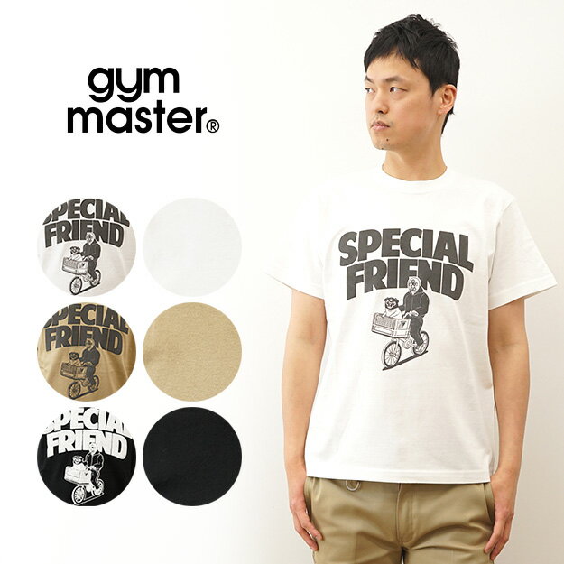 gym master ジムマスター 5.6oz SPECIAL FRIEND TEE Tシャツ メンズ 半袖 ティーシャツ 発泡 プリント プロレスラー 犬 自転車 動物 デザイン おもしろい 大きい サイズ XL 厚手 アウトドア キ…