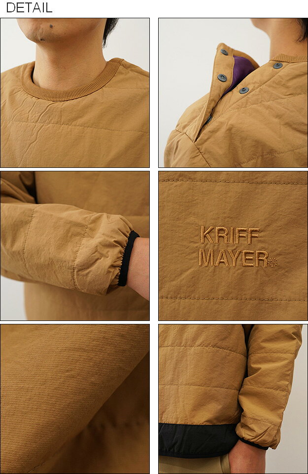 KRIFF MAYER（クリフメイヤー） 中綿 クルー ネック スウェット トレーナー 型 メンズ オーバーサイズ ビッグシルエット 大きい サイズ XL ブランド ロゴ ワンポイント 刺繍 保温 シンプル 無地 アウトドア キャンプ 登山 釣り フェス 秋 冬 コーデ 黒 ブラック 【2325108】 jeansbug-10005267 JEANS BUG(ジーンズバグ) サンプル画像2