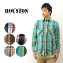 HOUSTON（ヒューストン） CHECK VIYELLA SHIRT チェック ビエラ シャツ ネルシャツ メンズ ワークシャツ 大きい サイズ XL 2L 厚手 丈夫 アメカジ アメリカ バイク バイカー ミリタリー 経年変化 ヴィンテージ ビンテージ 古着 風 空環 春 夏 秋 冬 コーデ 