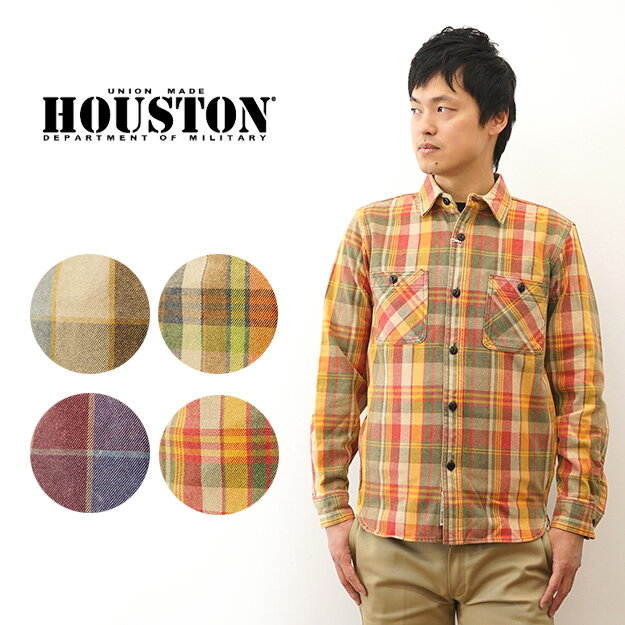 HOUSTON（ヒューストン） VINTAGE VIYELLA SHIRT ヴィンテージ ビエラ シャツ チェック ネルシャツ メンズ ワークシャツ 大きい サイズ XL 2L 厚手 丈夫 アメカジ アメリカ バイク バイカー ミリタリー 経年変化 ビンテージ 古着 風 空環 春 夏 秋 冬 コーデ 【41051】