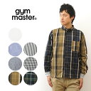 gym master（ジムマスター） 2WAY ショールカラー 長袖 シャツ バンドカラー メンズ レディース 大きい サイズ XL 2L スナップボタン ポケット 袖 リブ シンプル アメカジ アウトドア キャンプ 登山 春 夏 秋 冬 コーデ 仕事 チェック ストライプ 柄 白 【G233732】