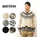 HOUSTON（ヒューストン） COWICHAN KNIT CARDIGAN カウチン ニット カーディガン メンズ 大きい サイズ XL ショールカラー アメカジ ミリタリー カジュアル フリース ウール 保温性 暖かい 生地 シンプル ノルディック 柄 秋 冬 コーデ おしゃれ 黒 ベージュ 【22151】