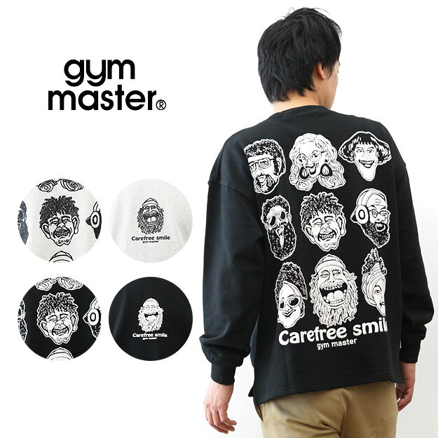 Military - gym master（ジムマスター） 10.3oz carefree smile スウェット ビッグTEE トレーナー 長袖 Tシャツ ロンT メンズ レディース 大きいサイズ オーバーサイズ ゆったり XL 綿100% 裏毛 アメカジ アウトドア キャンプ おしゃれ かわいい おもしろい 春 秋 冬 黒 【G621780】