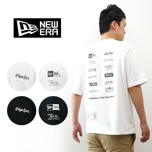 Rakuten - New Era（ニューエラ） 半袖 オーバーサイズド コットン Tシャツ Logo Archive ロゴアーカイブ バックプリント メンズ レディース ユニセックス 綿100% 8oz 厚手 オーバーサイズ ストリート アメカジ カジュアル 春夏 ブランドロゴ デザイン 白 黒 【14856671】【14856674】