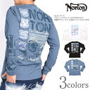 ノートン NORTON ロンT MAXシリーズ ブルーペイズリー ドッグNORTONロゴ 刺繍プリント 天竺 長袖Tシャツ 241N1109B【2024春新作】