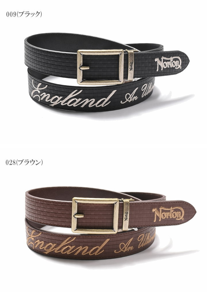 ノートン NORTON ベルト カウハイドレザー ロゴ刺繍 ホールレスバックル 牛革 レザーベルト 251N8100B【2025春新作】