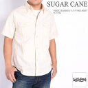 シュガーケーン SUGAR CANE メンズ ホワイトシャンブレーシャツ 半袖ワークシャツ SC37942