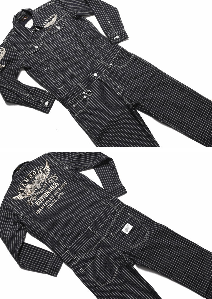 【当店別注】バンソン VANSON ツナギ つなぎ フライングエンブレム 総刺繍 デニム オールインワン JFV-601-WABASH【再入荷】