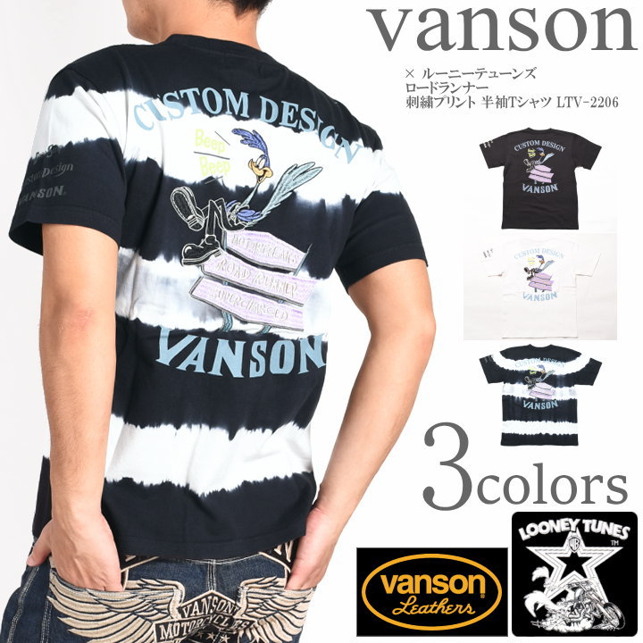 Rakuten - バンソン VANSON × ルーニーテューンズ コラボ Tシャツ ロードランナー 刺繍プリント 半袖Tシャツ LTV-2206