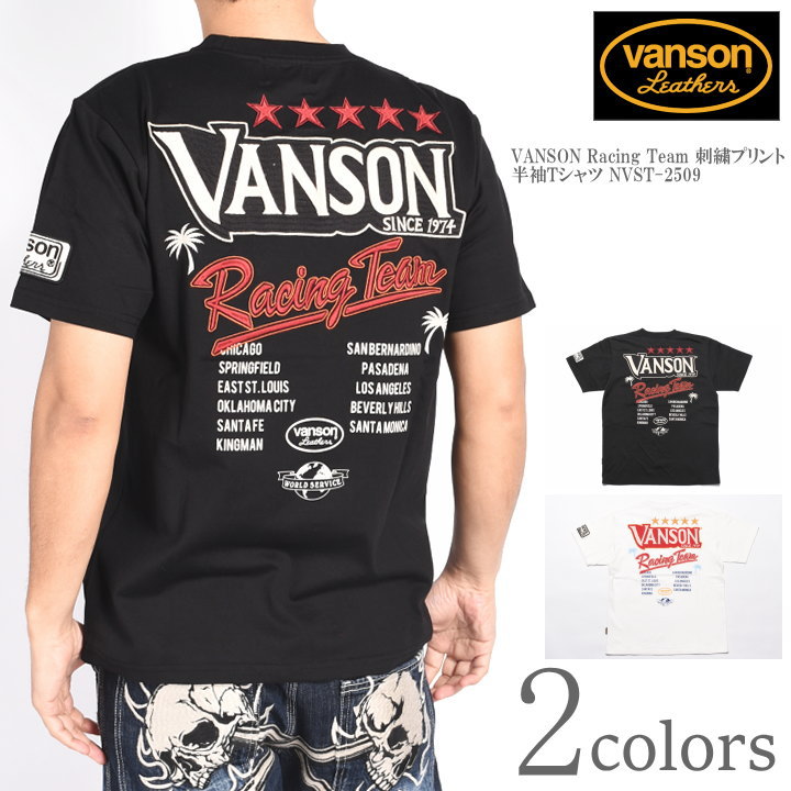 Rakuten - バンソン VANSON Tシャツ VANSON Racing Team 刺繍プリント 半袖Tシャツ NVST-2509