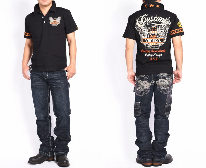 バンソン VANSON フライングスター 総刺繍 デニム ペインターパンツ インディゴ×ウォバッシュ SP-B-34-WABASH