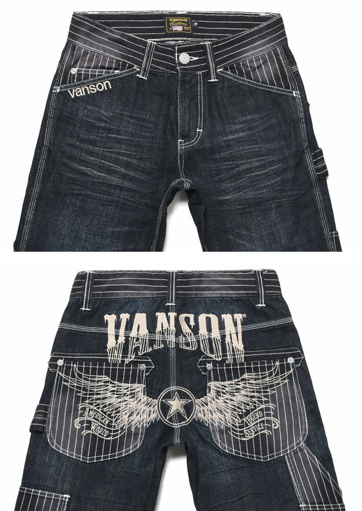 バンソン VANSON フライングスター 総刺繍 デニム ペインターパンツ インディゴ×ウォバッシュ SP-B-34-WABASH