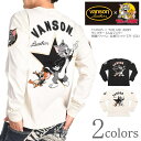 バンソン VANSON × TOM AND JERRY トムとジェリー コラボ ロンT ワンスター トム&ジェリー 刺繍 ワッペン 長袖Tシャツ TJV-2532【2025秋冬新作】