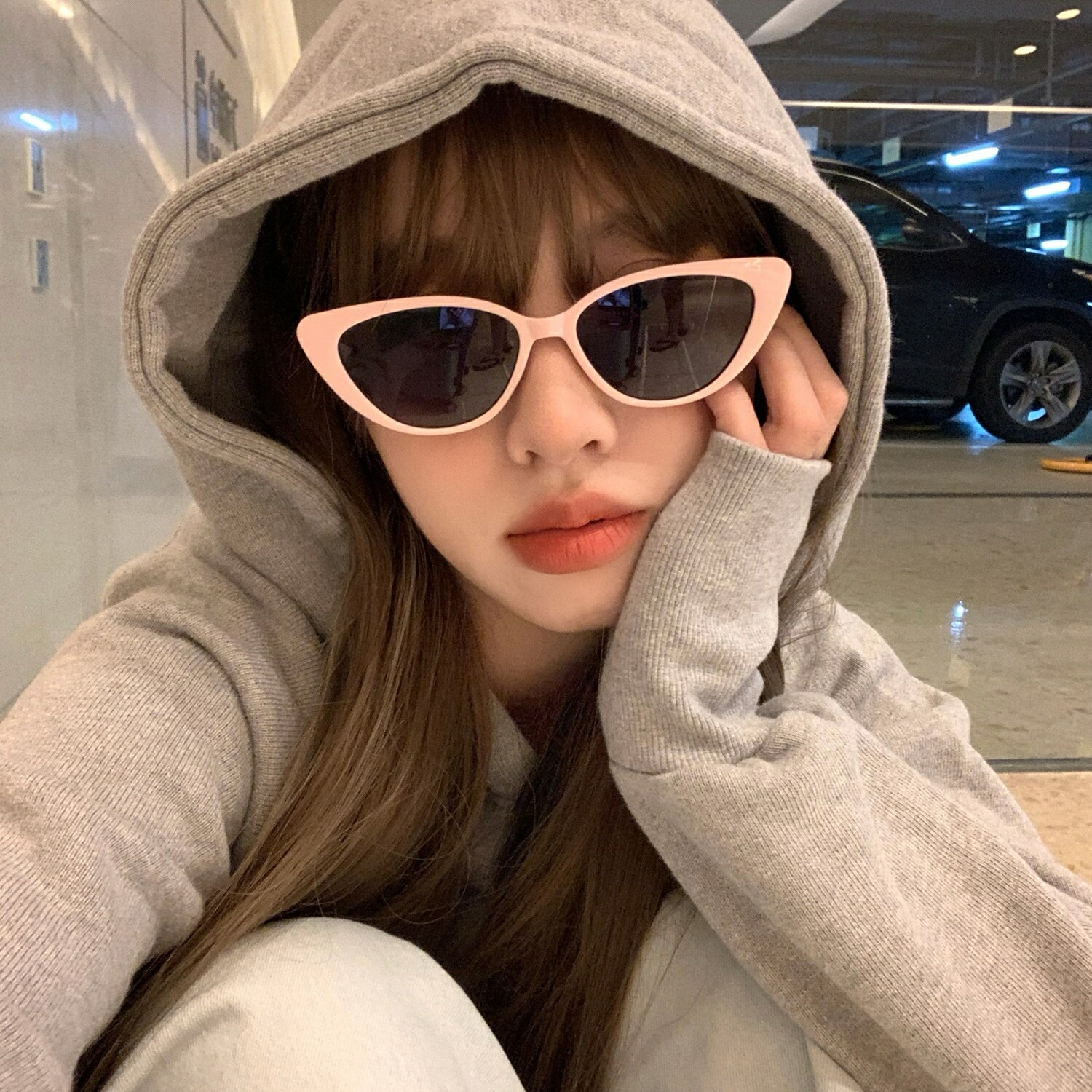 猫目ピンクサングラス女性日焼け止めショー顔小さなフレームのサングラスとレトロな百の韓国インスニッチシニア感覚