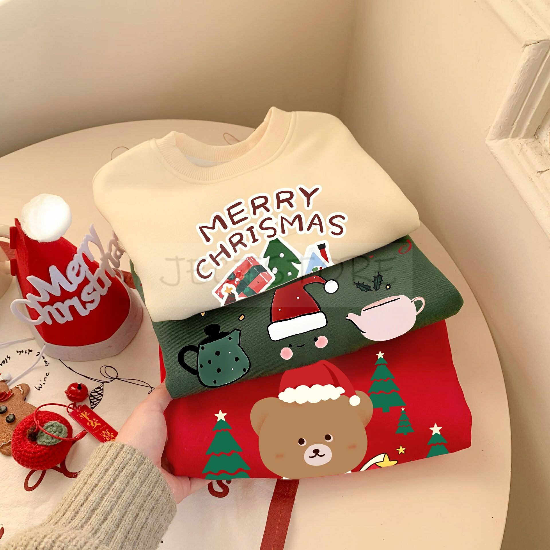 クリスマス キッズ 可愛いクリスマス柄 裏毛トレーナー 男の子 女の子 ベビー服 防...