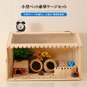 ハムスターケージ ハムスターハウス 飼育ケージ かわいい 給餌ケージ モルモット ハリネズミ リス 亀 ヘッジホッグ ペット 小動物 爬虫類 透明 通気 掃除簡単 掃除ラク クローラーハウス アクリル製 木製フレーム ケージ ハウス(4)