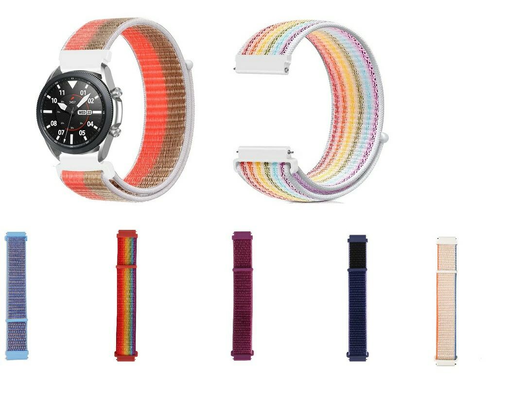 スマートウォッチ バンド 20mm 22mm ベルトマジックテープ 時計バンド ループナイロンバンド コンパチブル バンド交換 ウォッチベルト