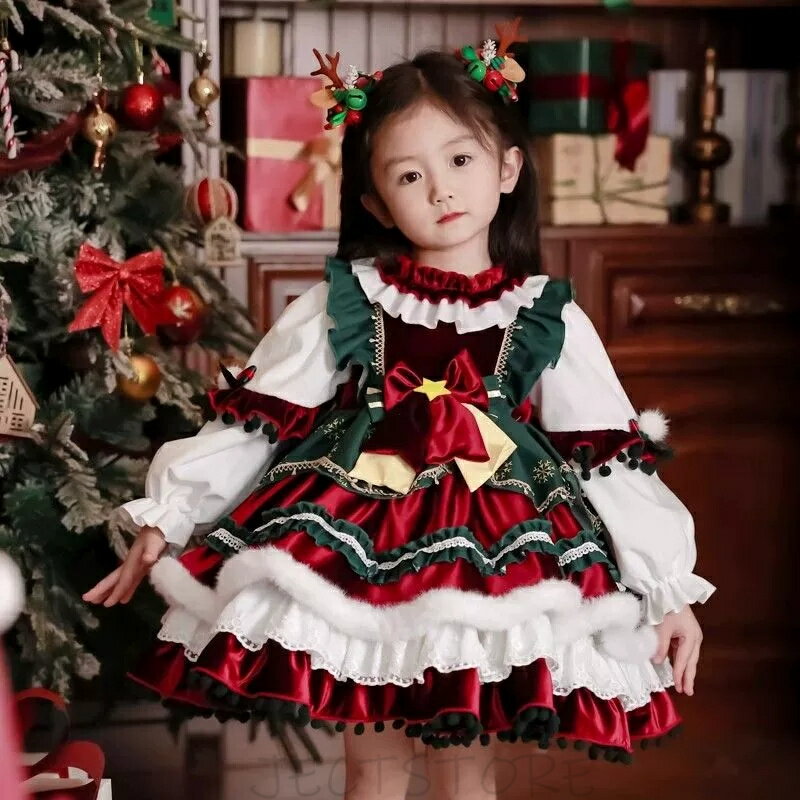 乐天商城 - 子供ワンピース 可愛い チュチュスカートクリスマス 長袖 イベント クリスマス コスプレ サンタクロース 衣装 日常着用可能 パーティークリスマス コスチューム イベントクリスマス コスプレ サンタ服 コスプレ ガールズChristmas X'mas コスチューム 変装100-150cm