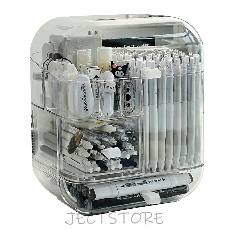 多機能デスクトップペンオーガナイザー、引き出し付きアクリルテーブルオーガナイザー、カバー付き多機能デスクオーガナイザー、学校、オフィス、家庭用ペンホルダー