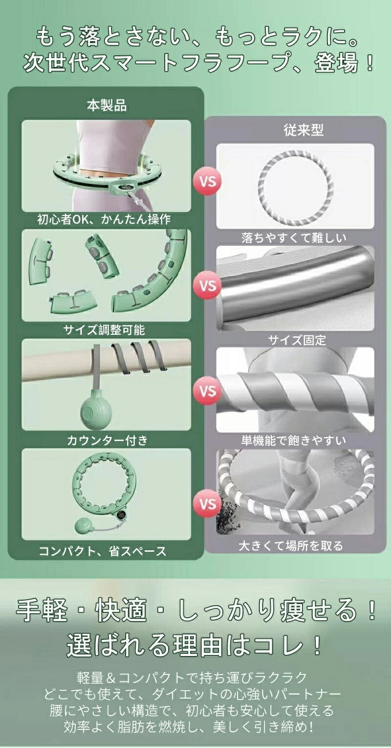 スマートフラフープ ダイエット 効果 落ちないフラフープ 自動計数ダイエット器具 ...