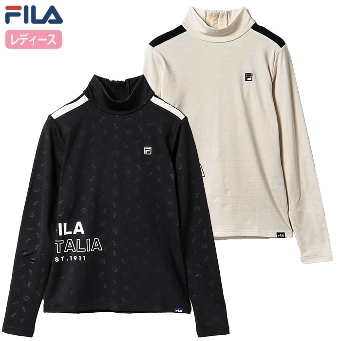 フィラゴルフ 静電気防止裏起毛スムース タイポエンボス モックネック ロングシャツ レディース 793504 FILA GOLF 2023秋冬モデル 日本正規品